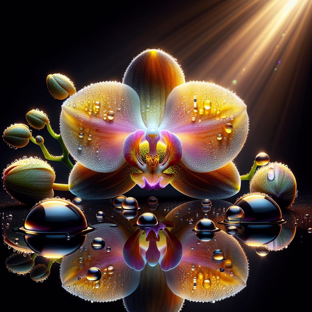 Iridescent Orchid Macro Photograph in 8k