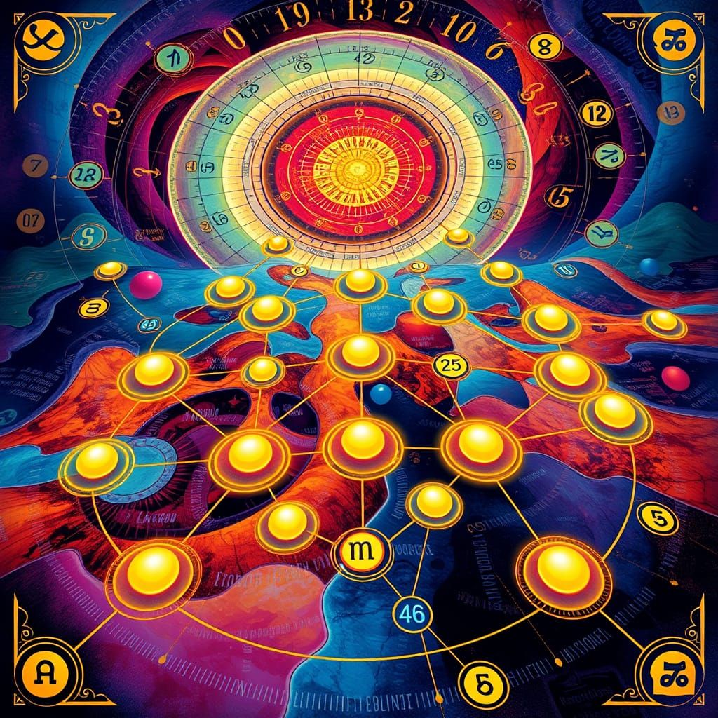 Strategic Numerology Map in Vibrant, Dreamlike Aesthetic