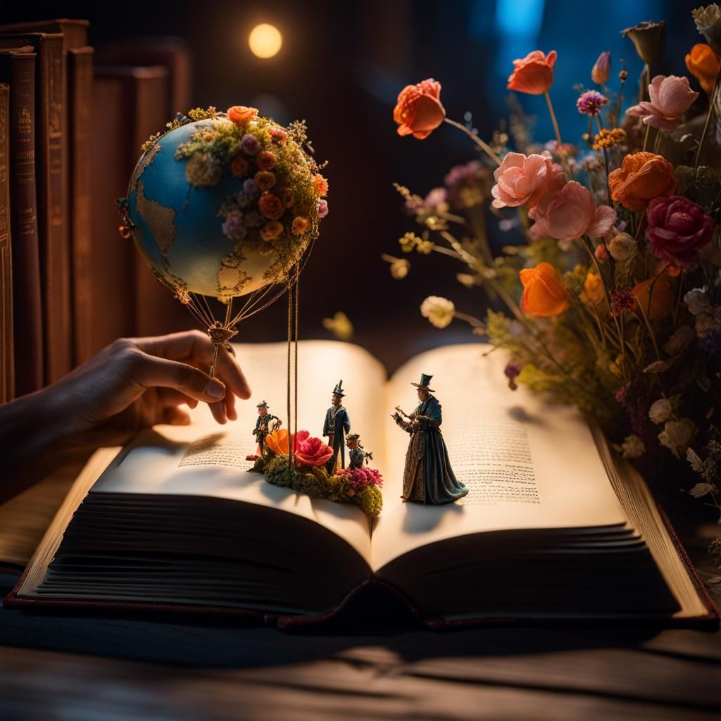 Miniature Puppet World from Book, Digital Illustration