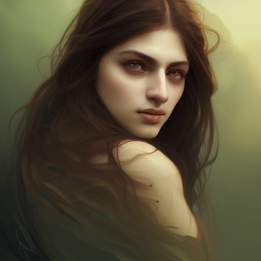 Armenian Girl Portrait in Art Nouveau Style