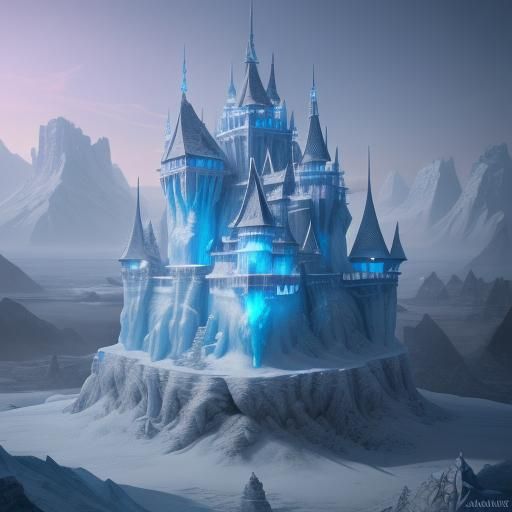 Fantastical Ice Castle in Detailed Matte Painting