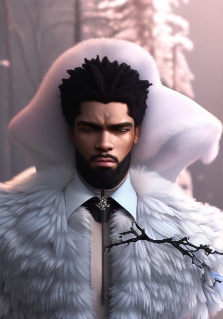 Hyperrealistic Black God of Winter Beauty