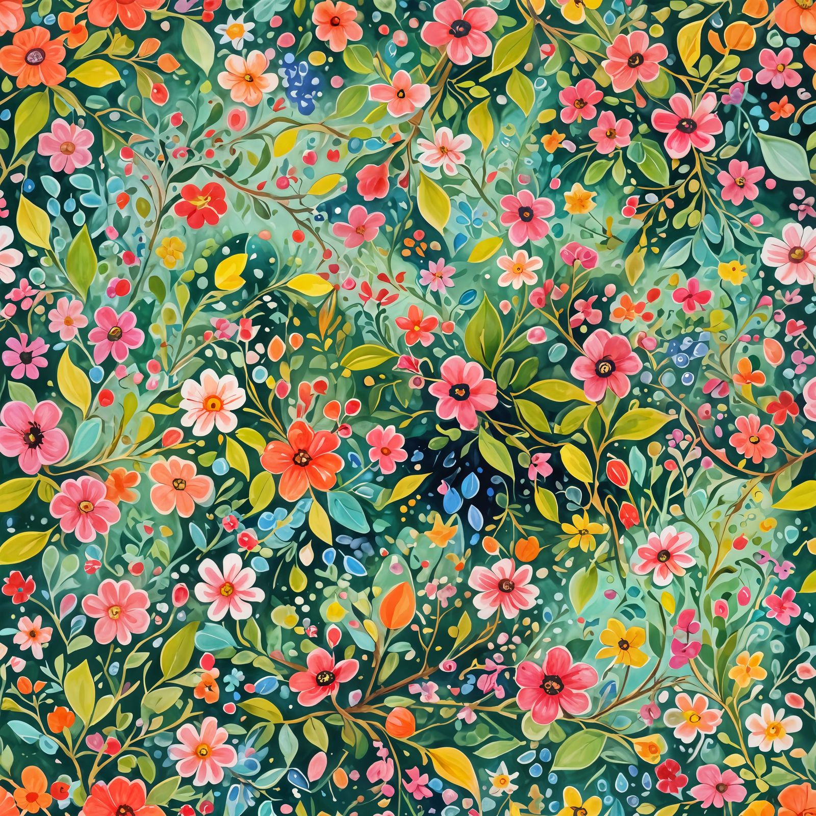 Candyland Wonderland: Vibrant Gouache Tree Leaves