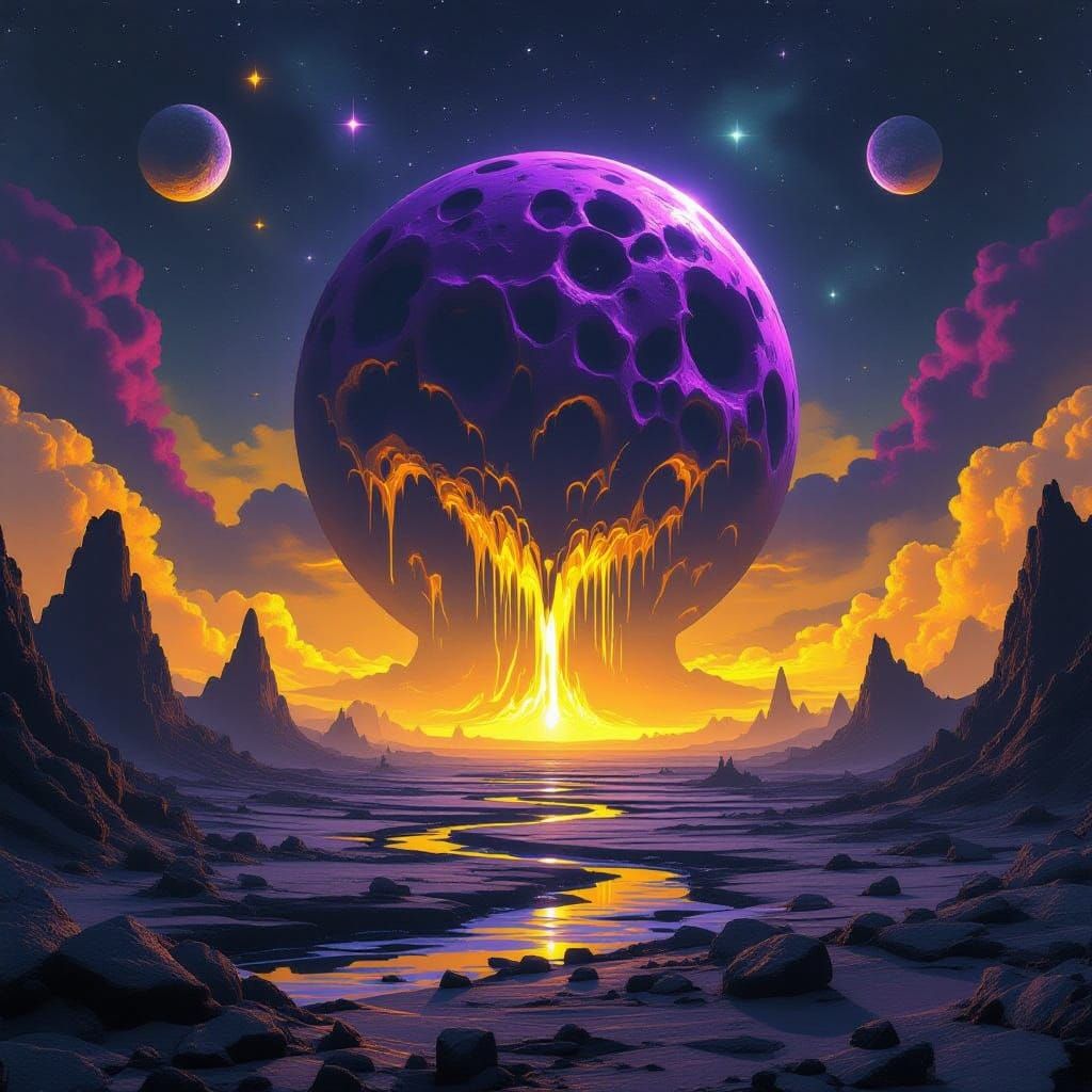 Eerie Forbidden Planet Landscape in Dark Fantasy Style