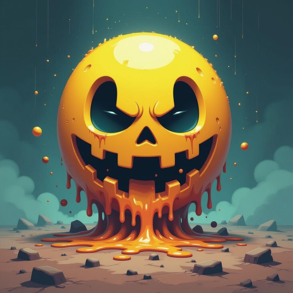 Pacman Meltdown: Pixelated Nostalgia in Cyberpunk Style