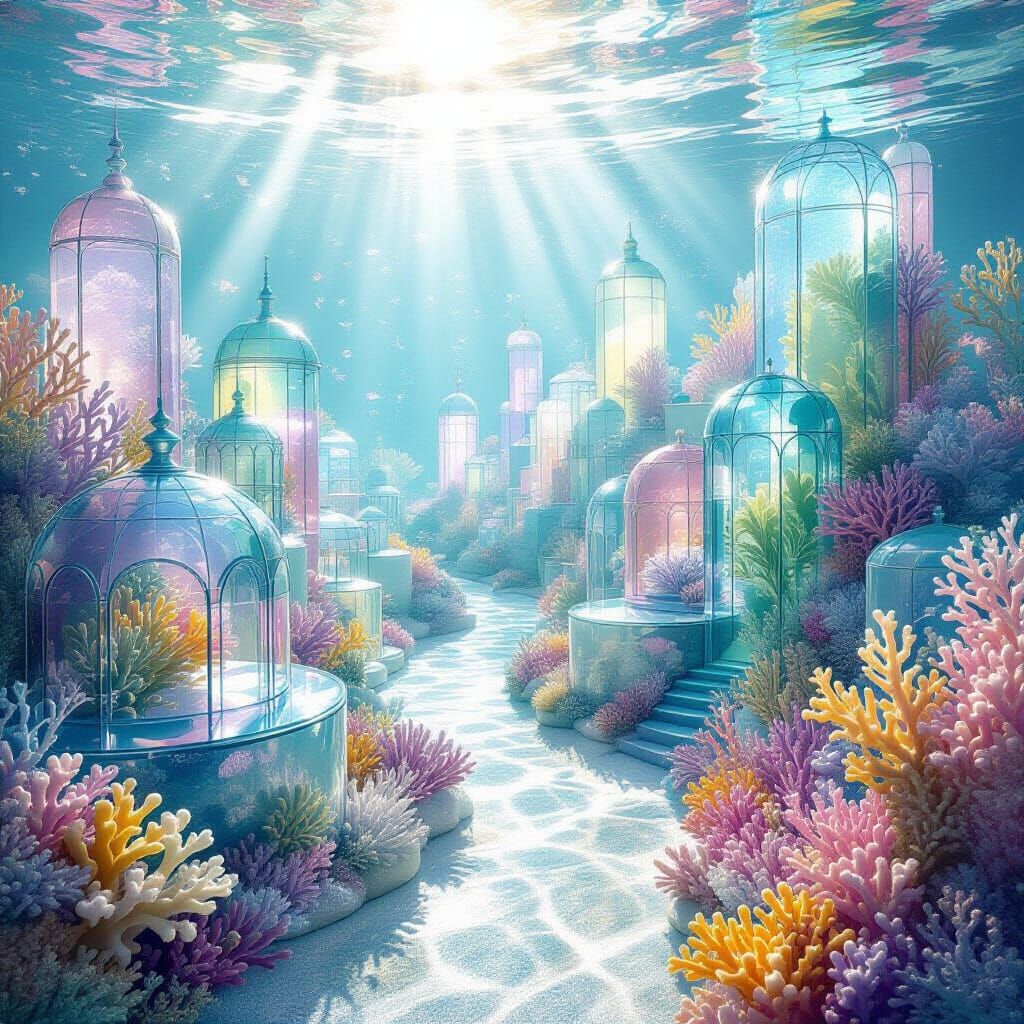 Whimsical Underwater City Made of Polished Sea Glass