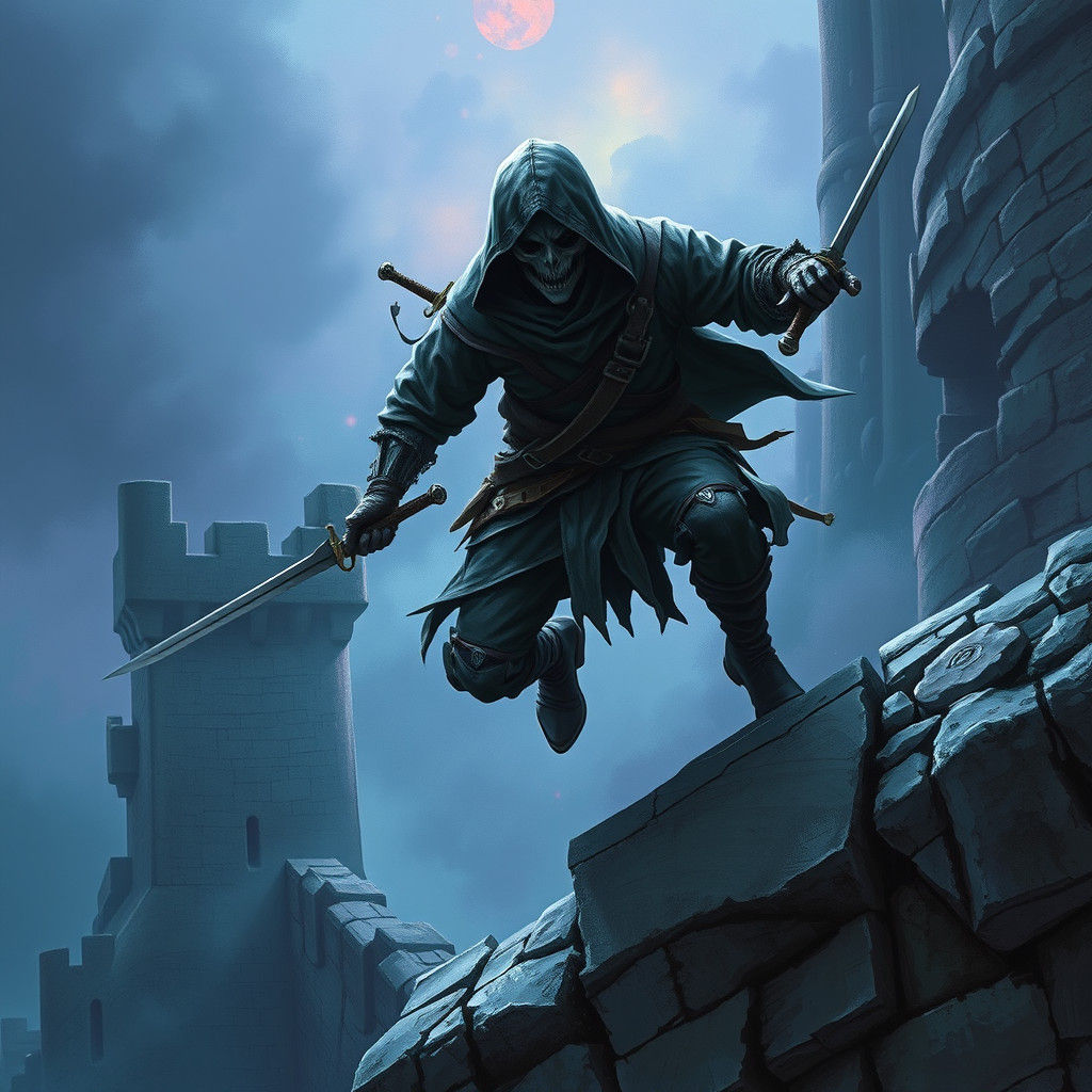 Phantom Swordsman Leaps Castle Walls