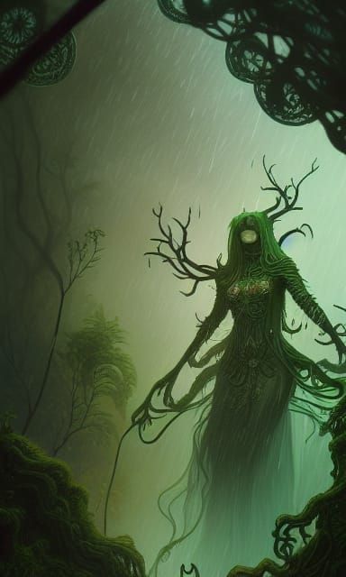 Aetherpunk Forest God in Verdant Armor