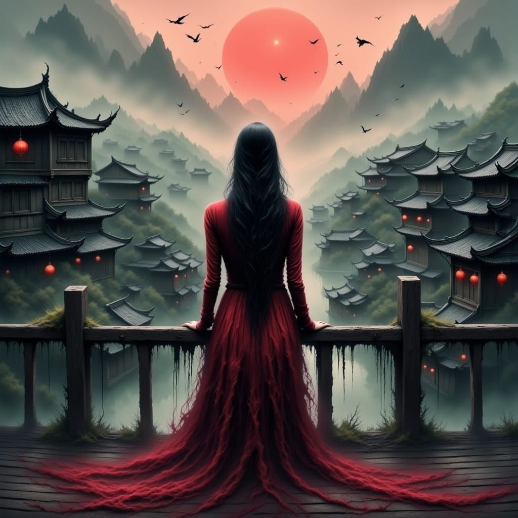 Surreal Portrait of a Ghost Woman Longing for Lost Friend