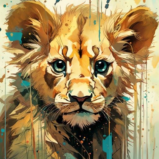 Adorable AI-Generated Portrait of a Lion Cub