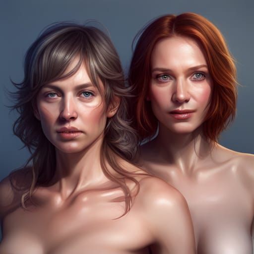 Naturist Women Portrait in Hyperdetailed Concept Art