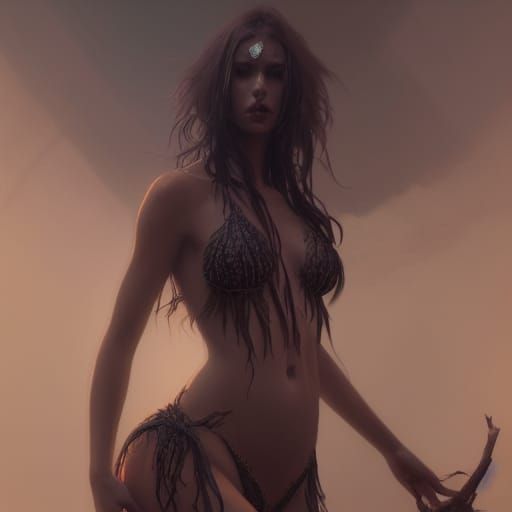 Dark Dryad Bikini in Dark Fantasy Style