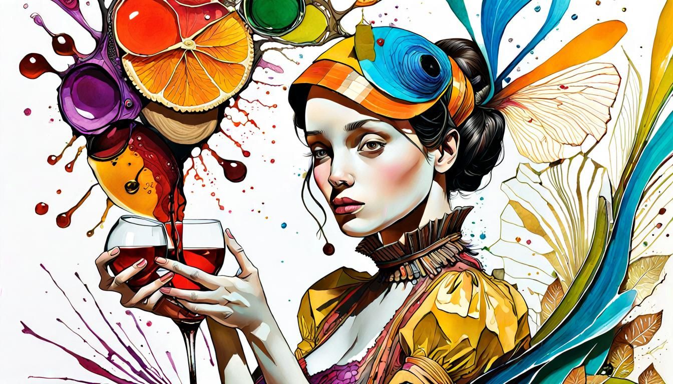 Pirate Ship Sunset in Mixed Media Collage