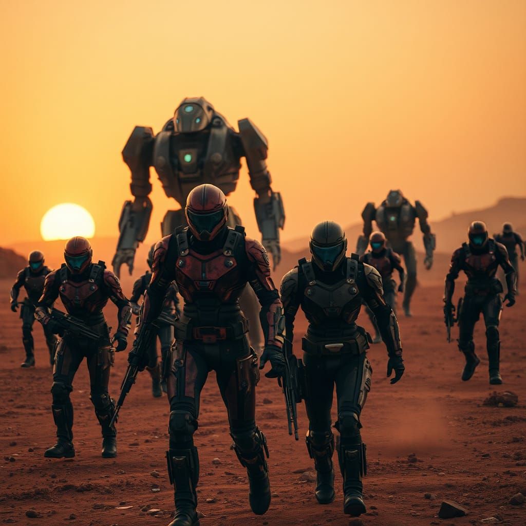 Martian Battlefield: High-Tech Armor Clash on Mars