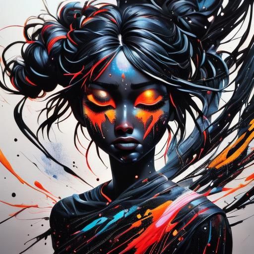 Silhouette Portrait with Colorful Paint Splashes