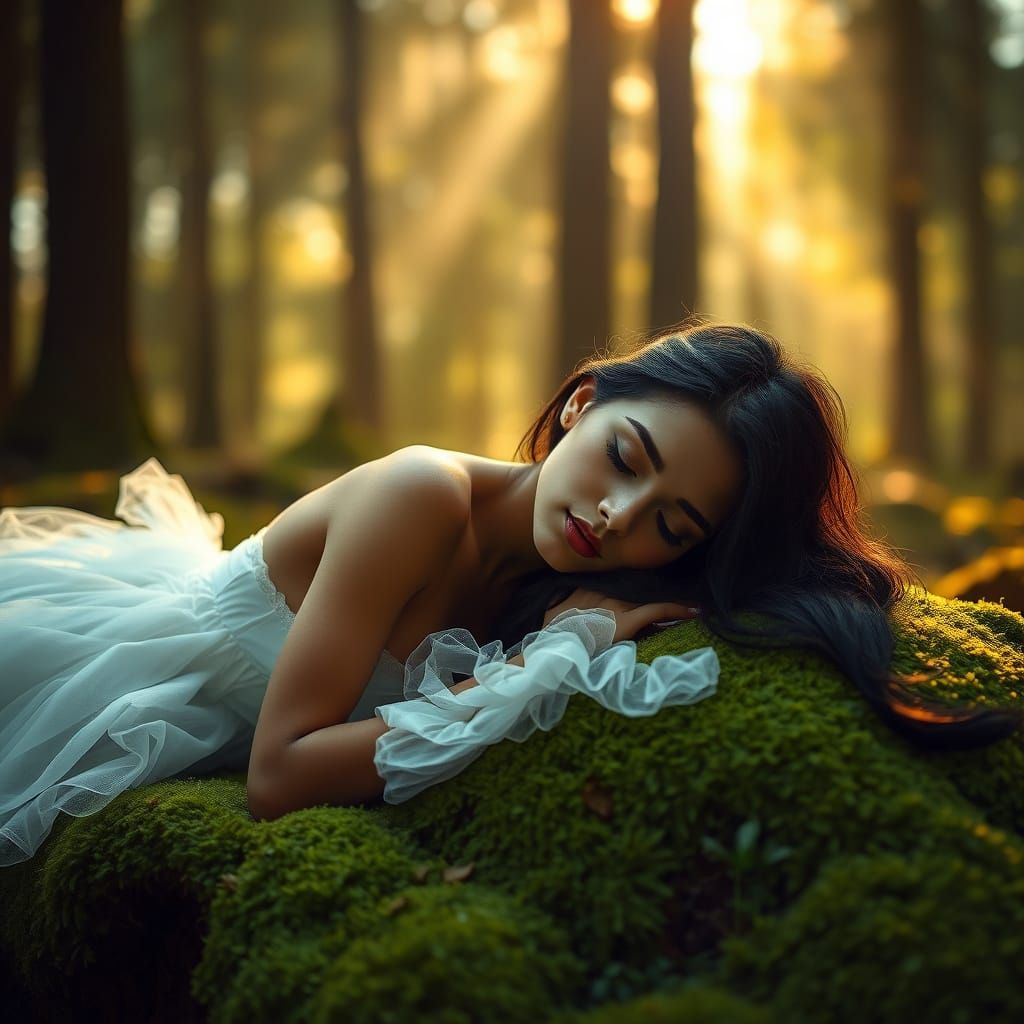 Ethereal Forest Goddess in Whimsical Ballerina Pose