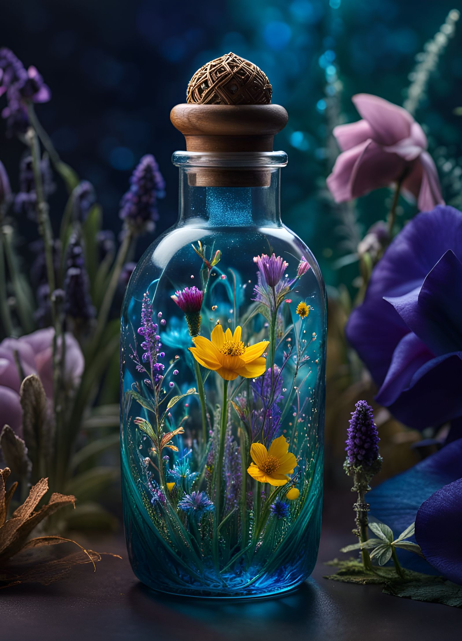 Enchanted Wildflower Garden in Glass Bottle