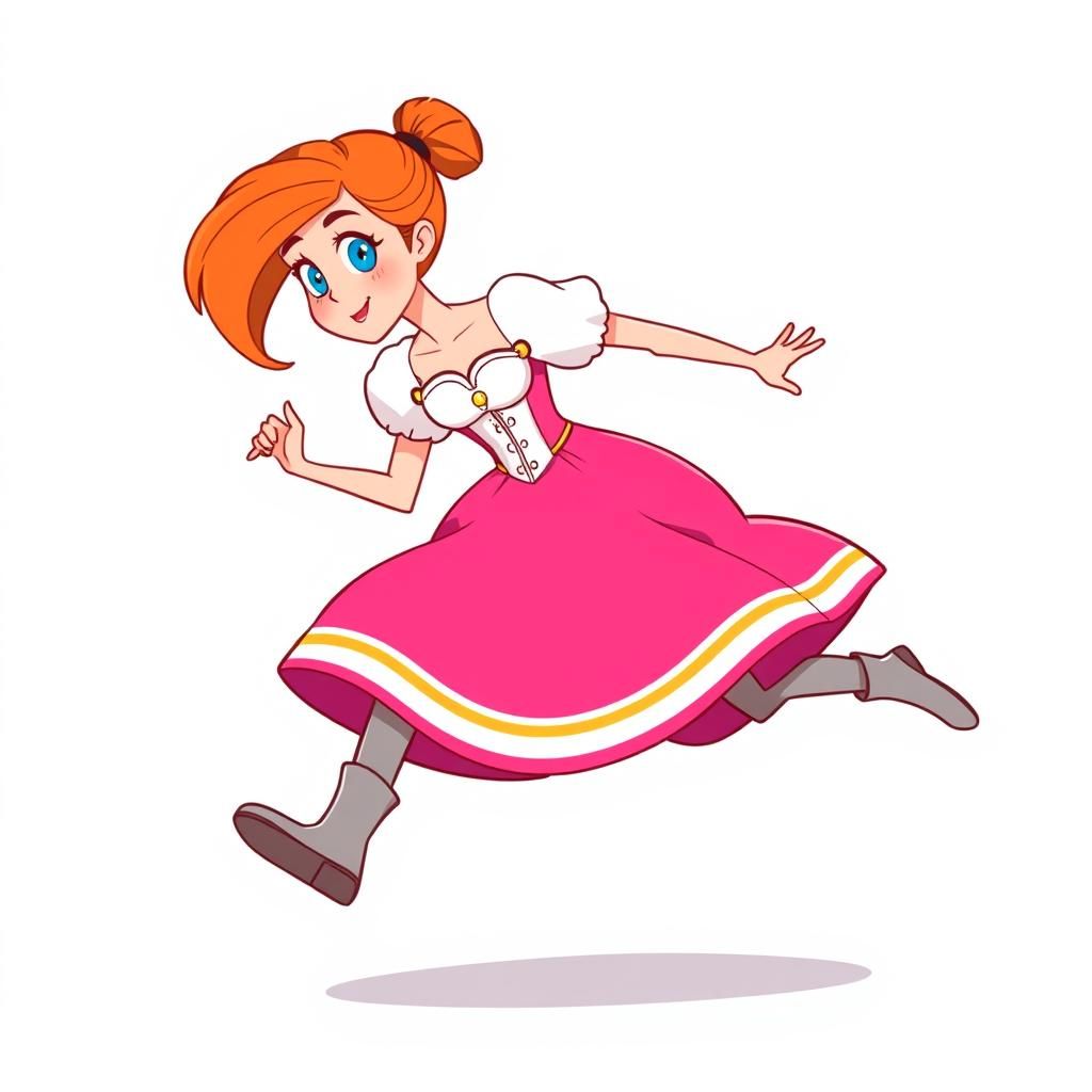 Cartoon Woman in Pink Dress Runs at Superhuman Speed