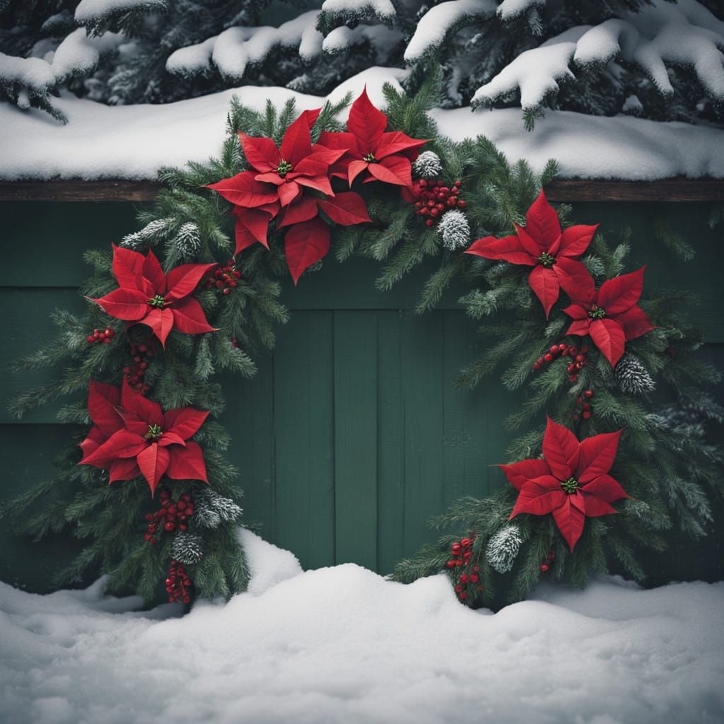 Christmas Wreath in Cinematic Winter Wonderland