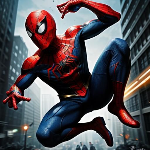 Spiderman vs Criminal: Hyperrealistic Splash Art