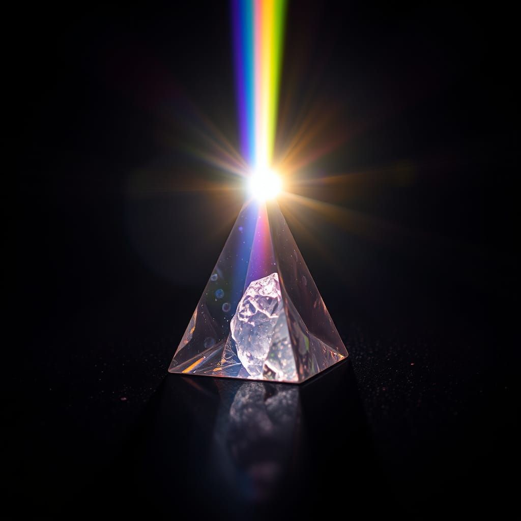 Rainbow Refraction Through Crystal Prism in HDR
