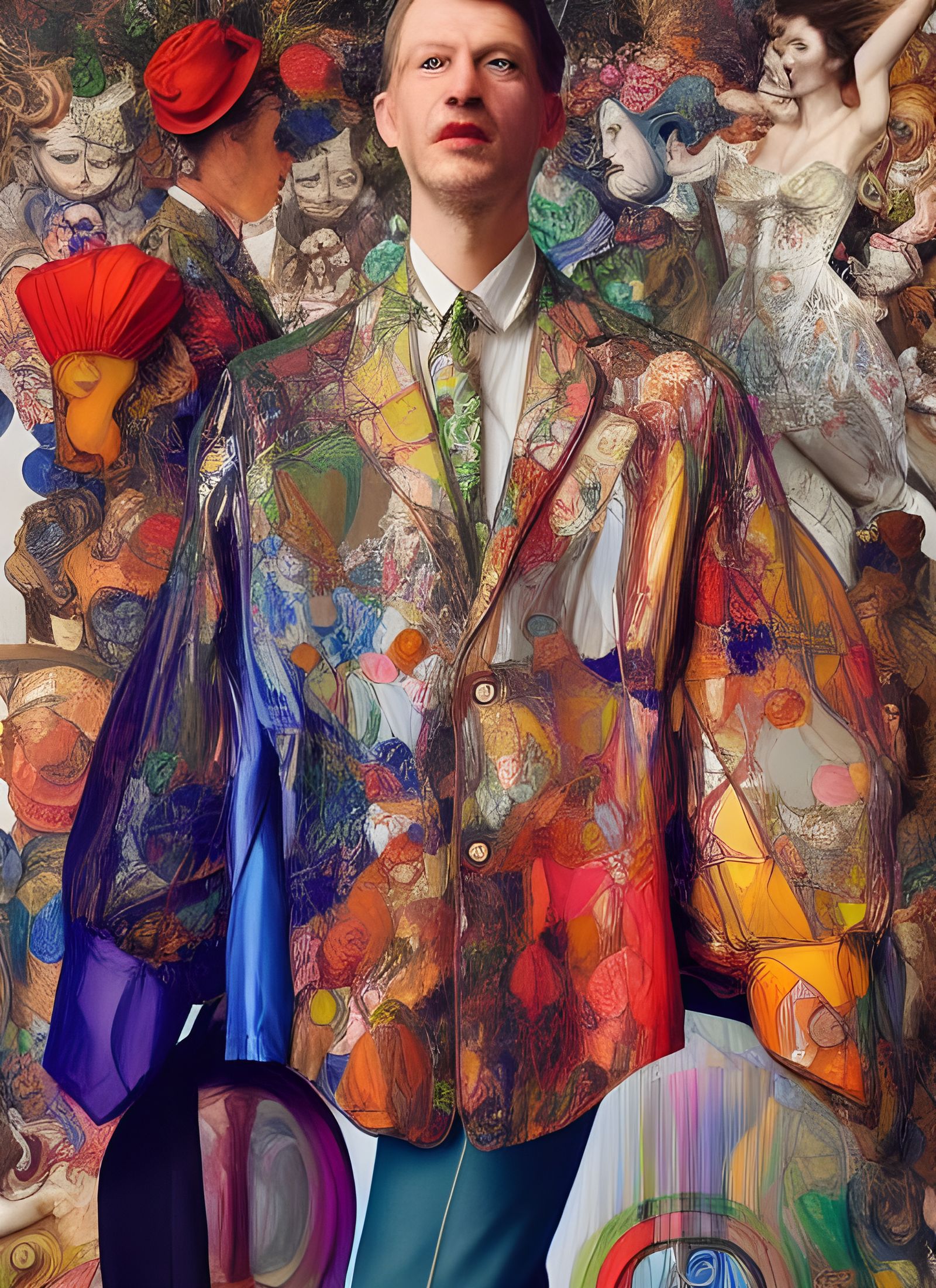 Technicolor Joy: Hyperreal Fabric Portrait