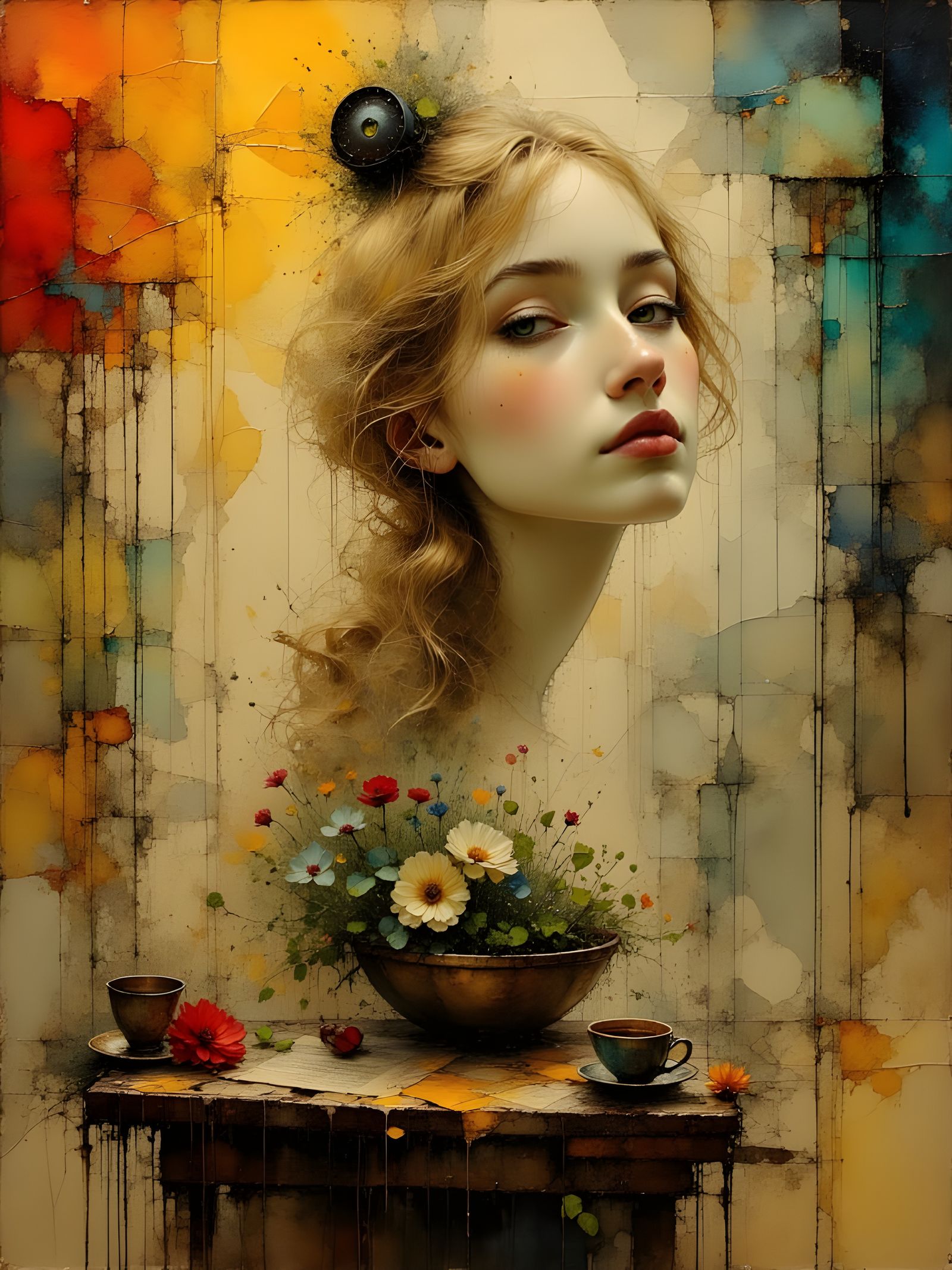 Idealized Pin-Up in Alphonse Mucha Style