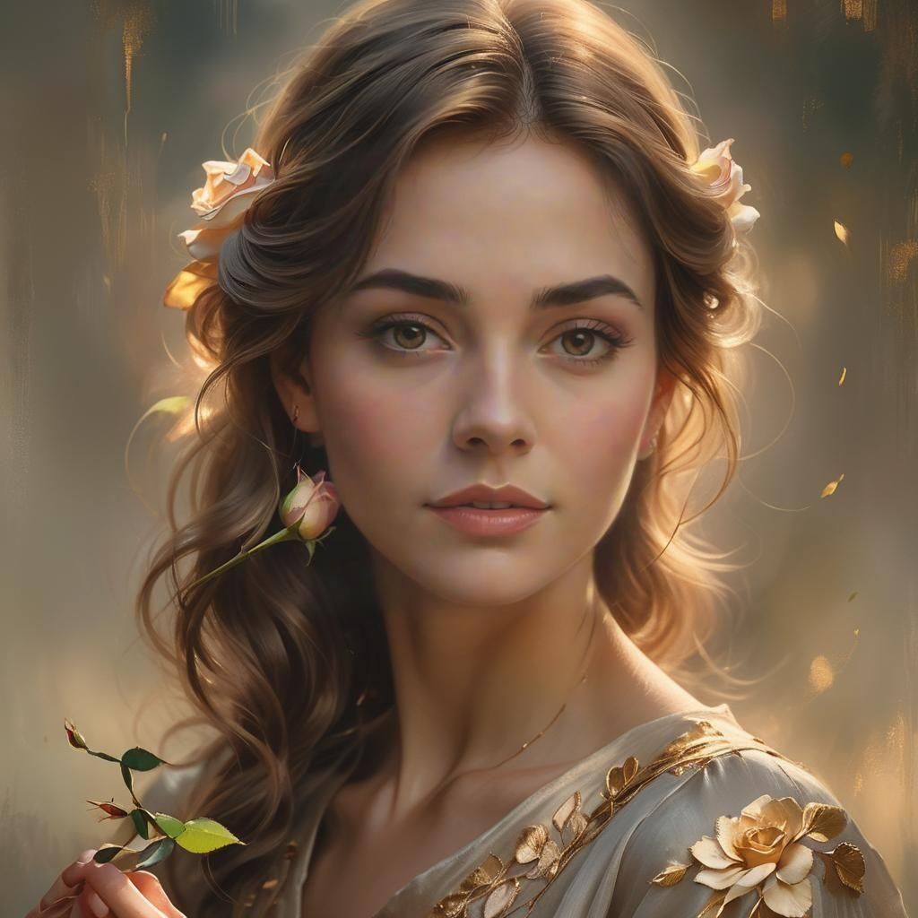 Woman Creates Roses in Portrait