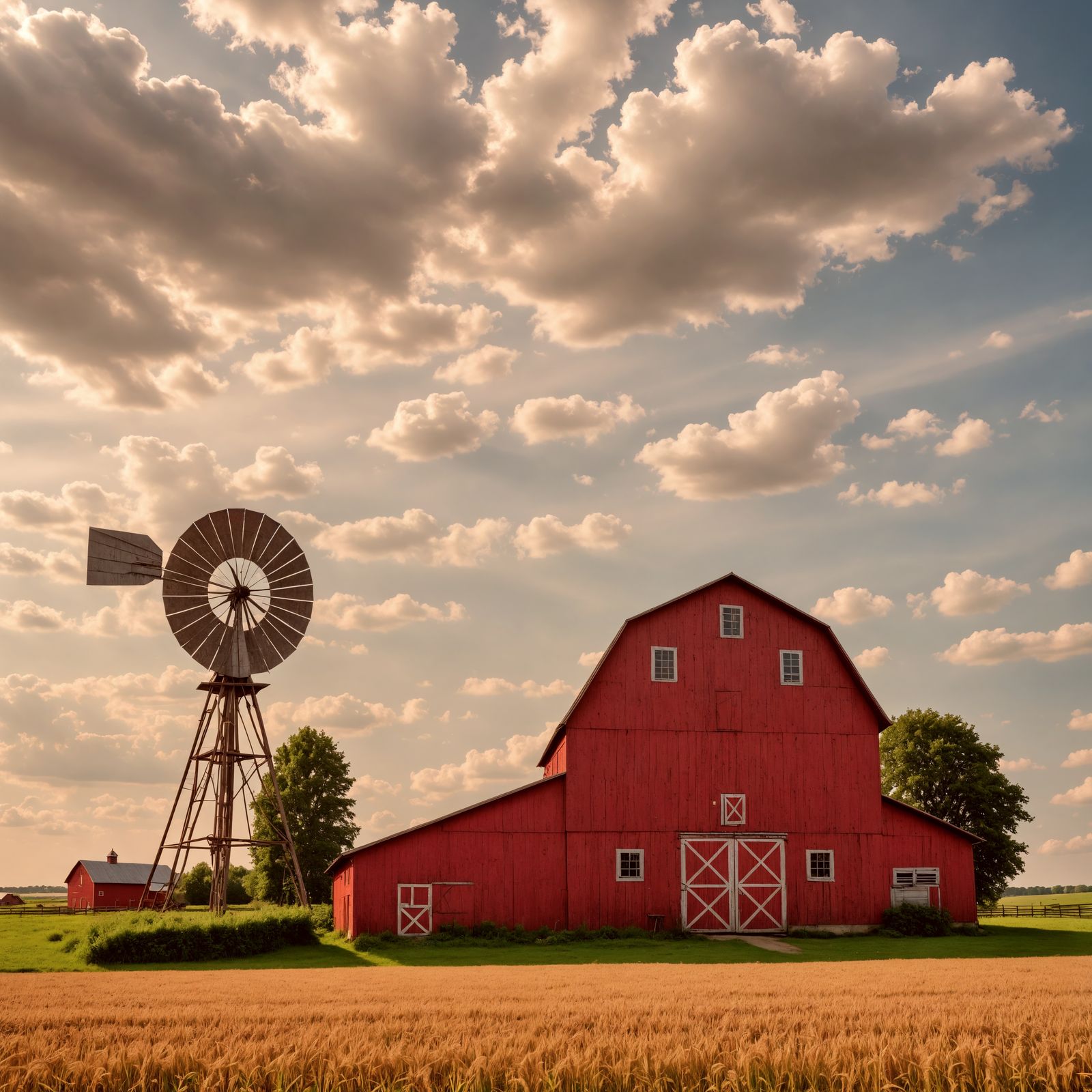Picturesque Red Barn in Countryside Farm Setting