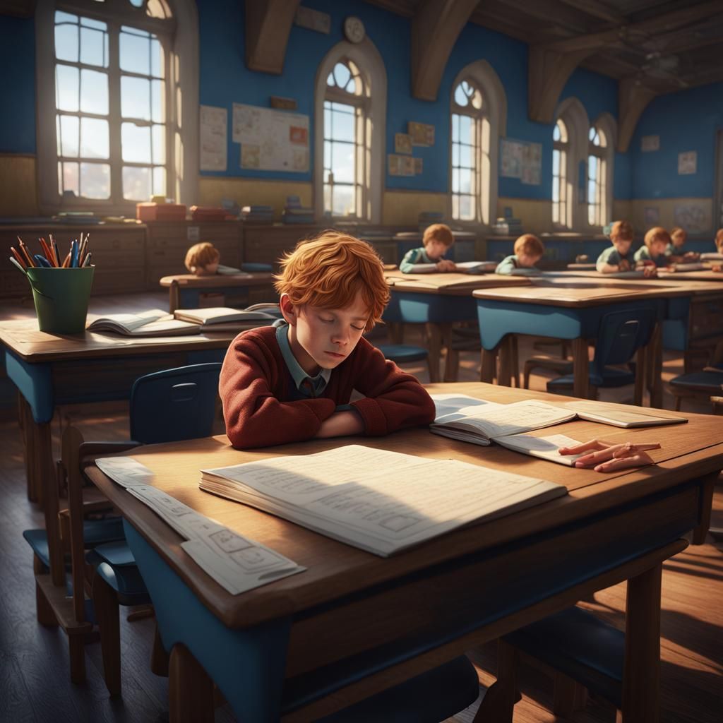 Freckled Child Napping: Detailed Matte Painting