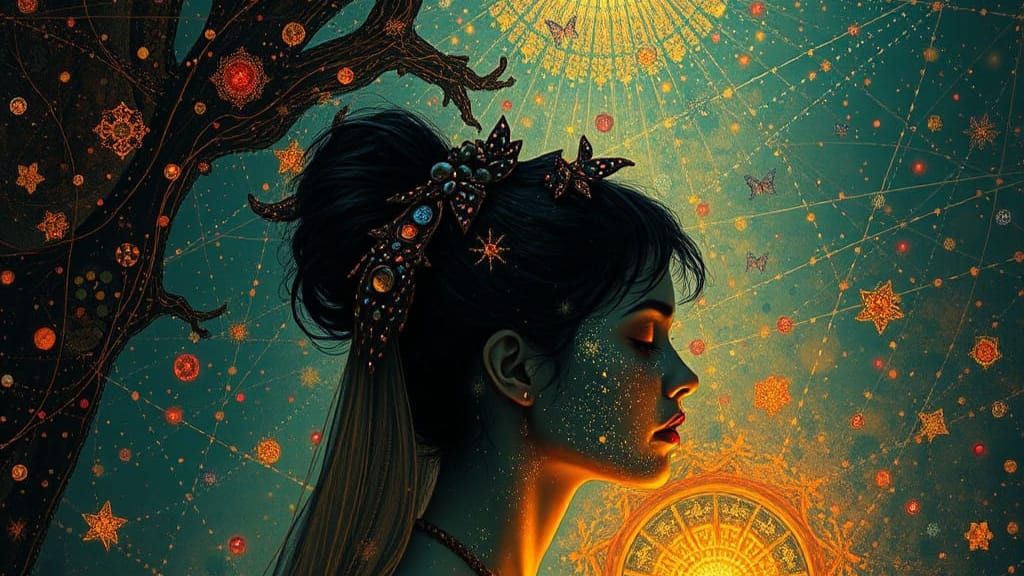 Surreal Metaphysical Scene in Pointillist Style