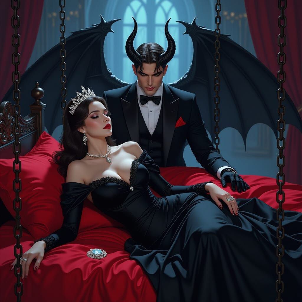 Imprisoned Princess with Jewel, Dark Fantasy Art