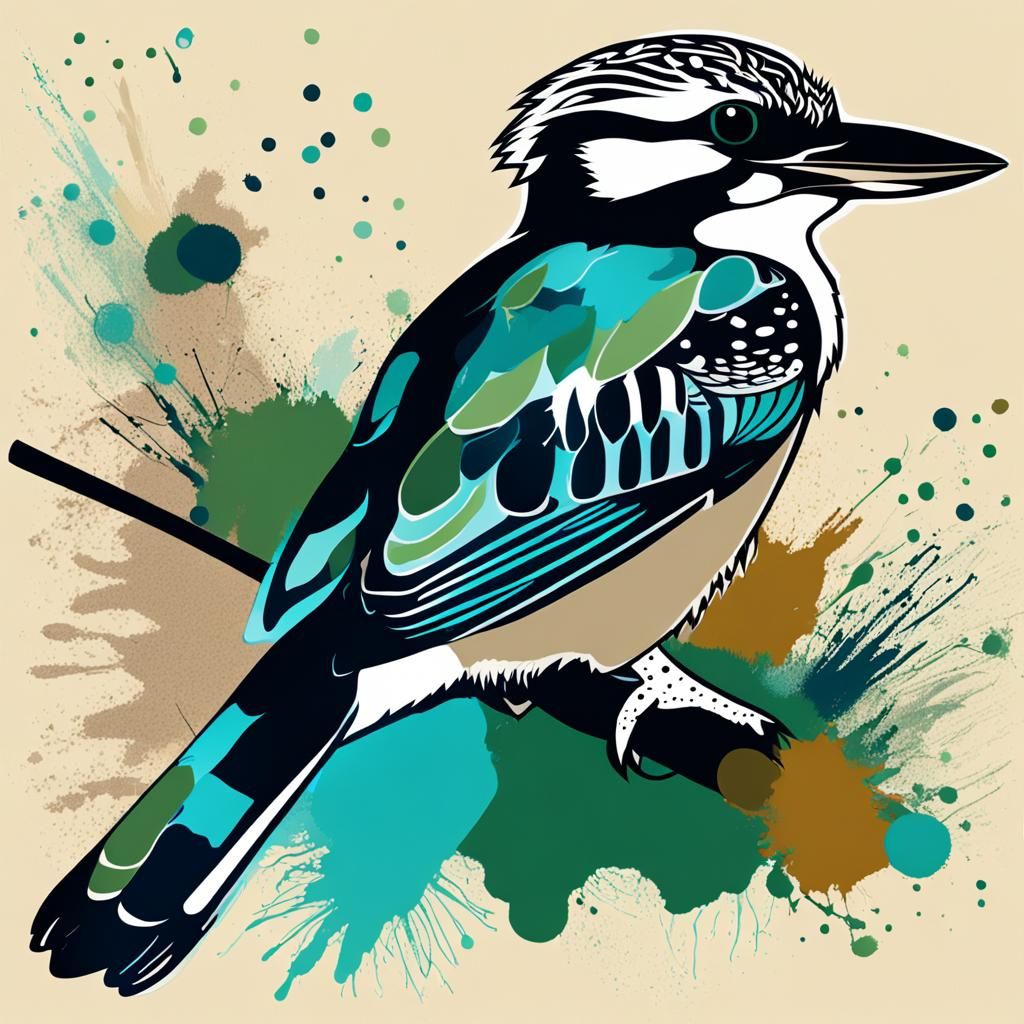 Abstract Kookaburra Song in Ink