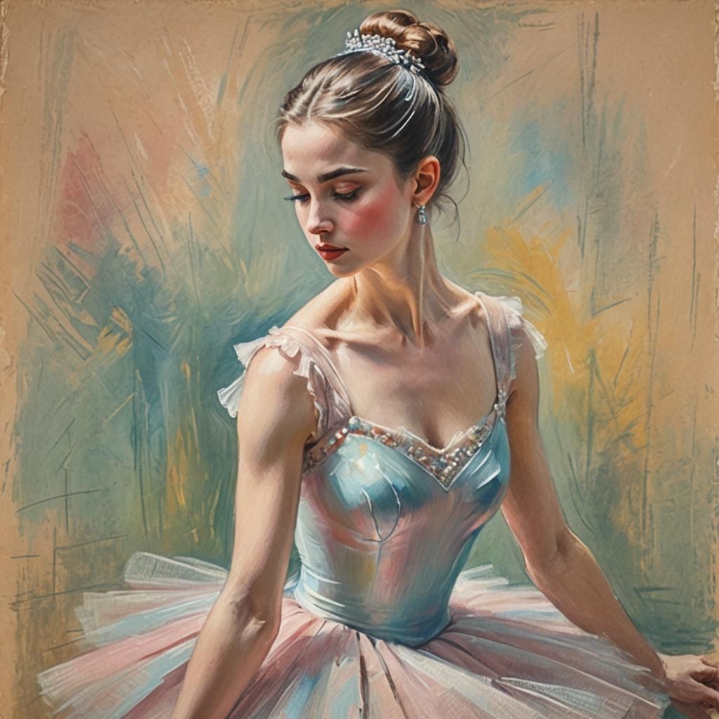 Elegant Ballerina in Impressionist Pastel Style