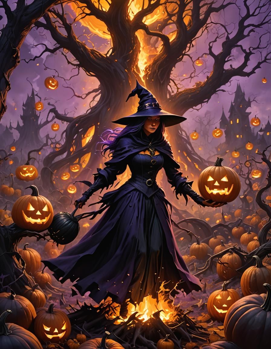 Haunted Witch's Cauldron Explosion: Dark Fantasy Art