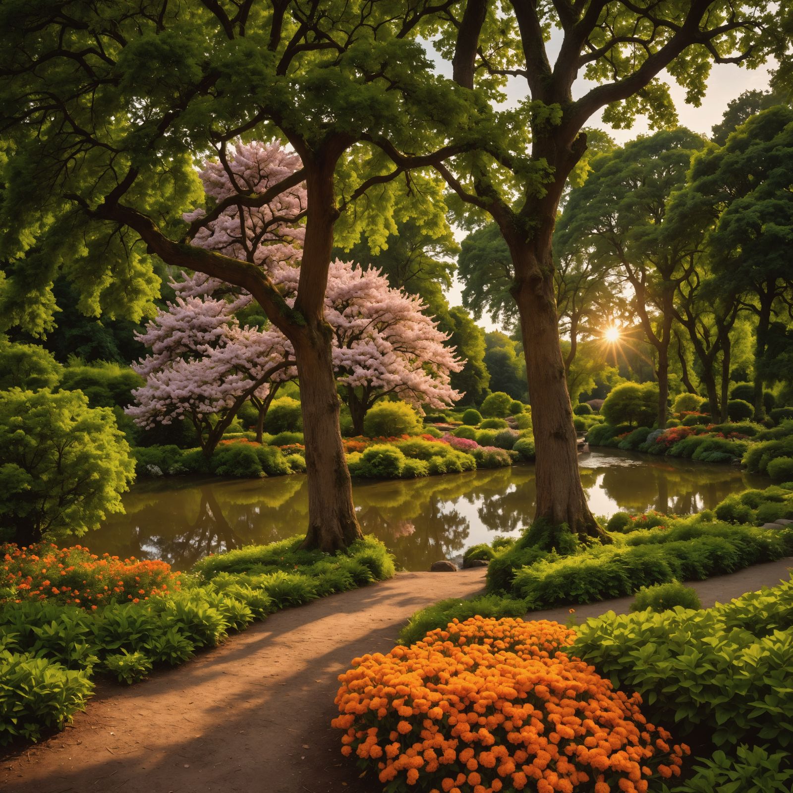 Botanical Oasis in Serene River Landscape