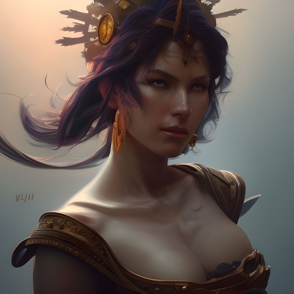 Detailed Portrait of a Warrior Goddess