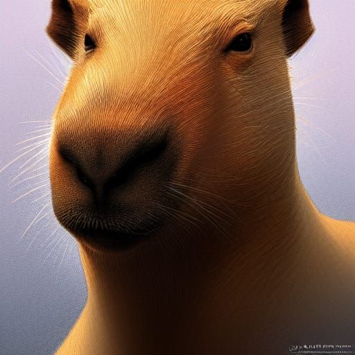 Hyperdetailed Capybara Portrait in Art Nouveau Style