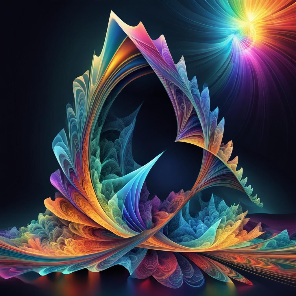 Colorful Abstract Prism with Vector Fractal Elements