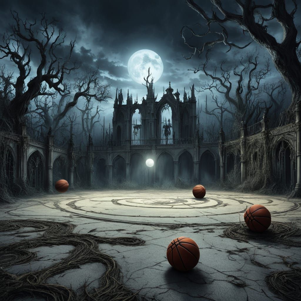 Lone Wolf Dribbling: Gothic Surrealism in Moonlight