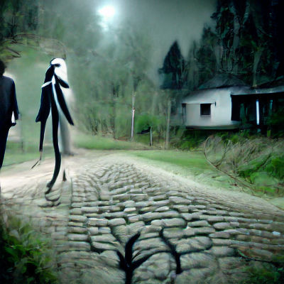 Slenderman in Abandoned Village: 8k Resolution