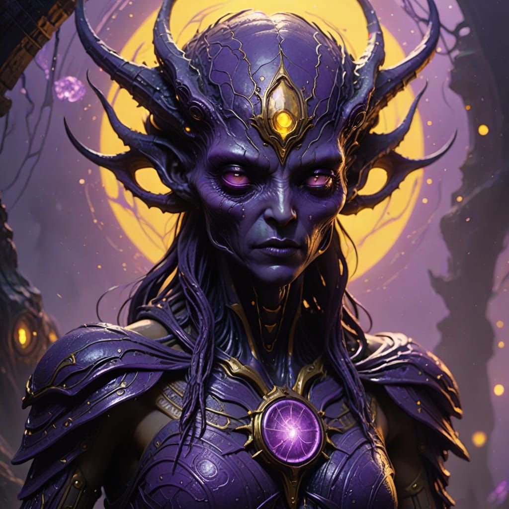 Captured Alien Lifeform in Dark Fantasy Style