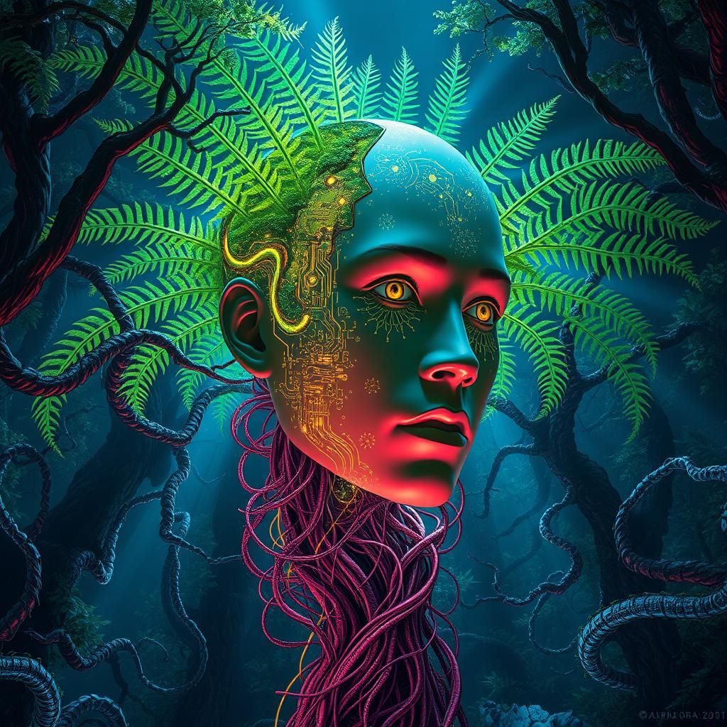 Cyborg Fern Fusion in Biomechanical Forest