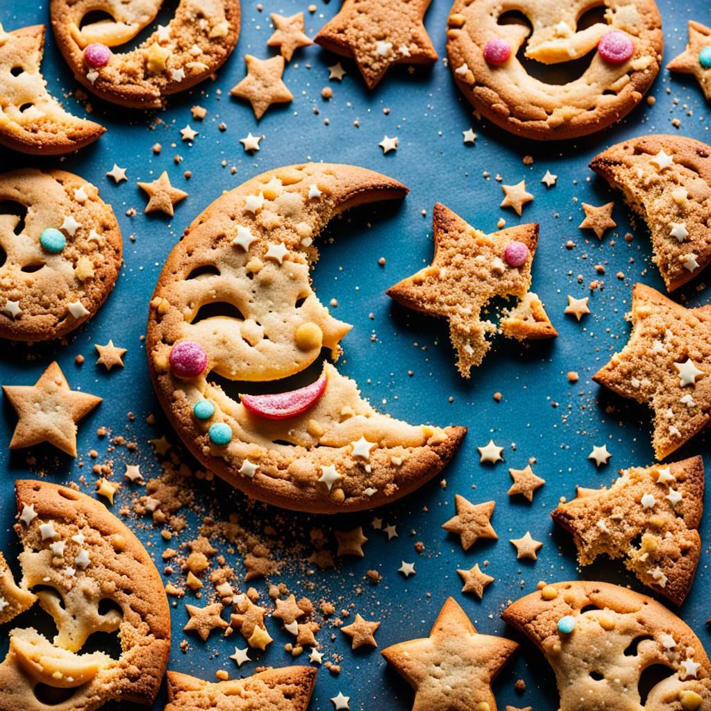 Smiling Cookie Moon with Star Crumbs