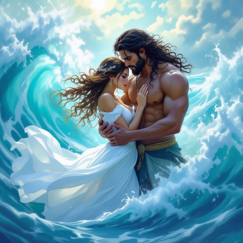 Sea God Rescues Woman, Binds Soul in Dreamlike Scene