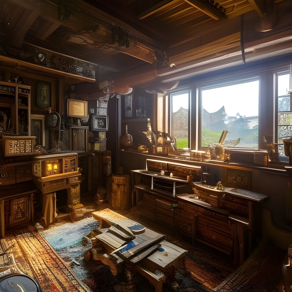 Medieval Viking Workstation in Hyperdetailed Fantasy Art