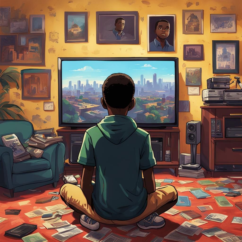 Black Teenager Boy Playing GTA VI Wallpaper