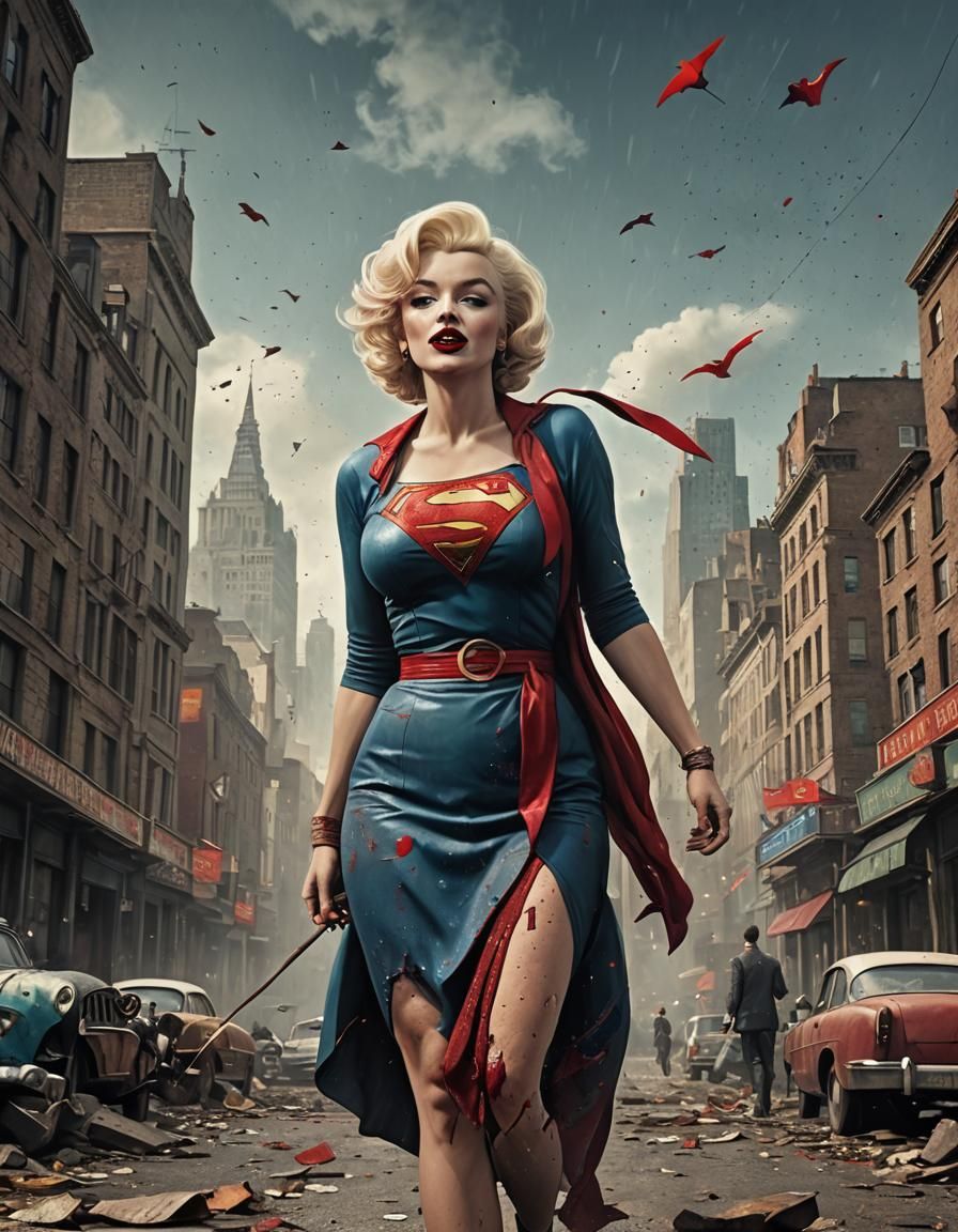 Realistic Supergirl in a Fantastical Matte Painting
