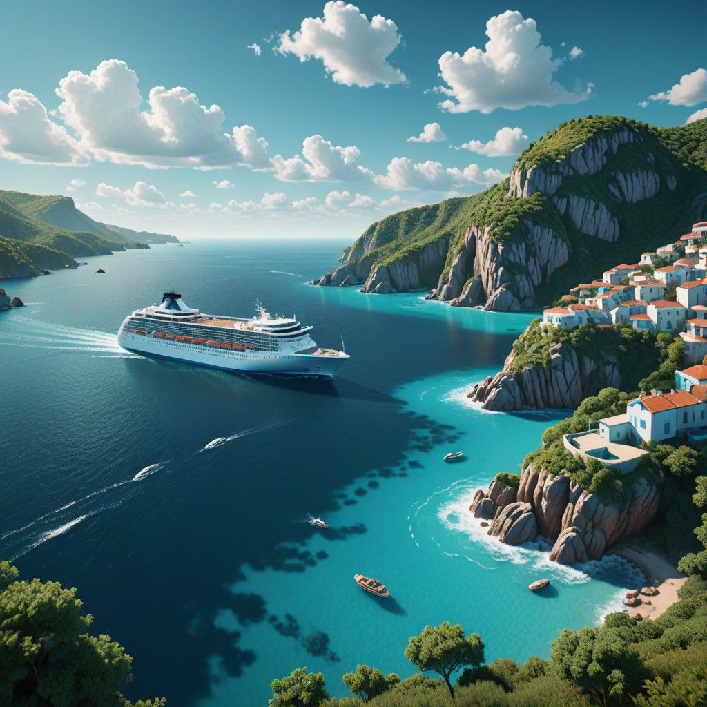 Elegant Cruise Ship Approaches Charming Gozo Island in Medit...