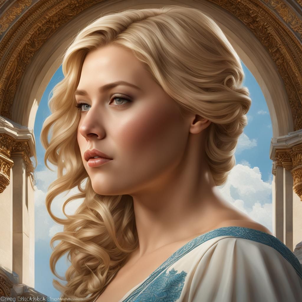 Blonde Woman Portrait in Hyperdetailed Digital Art